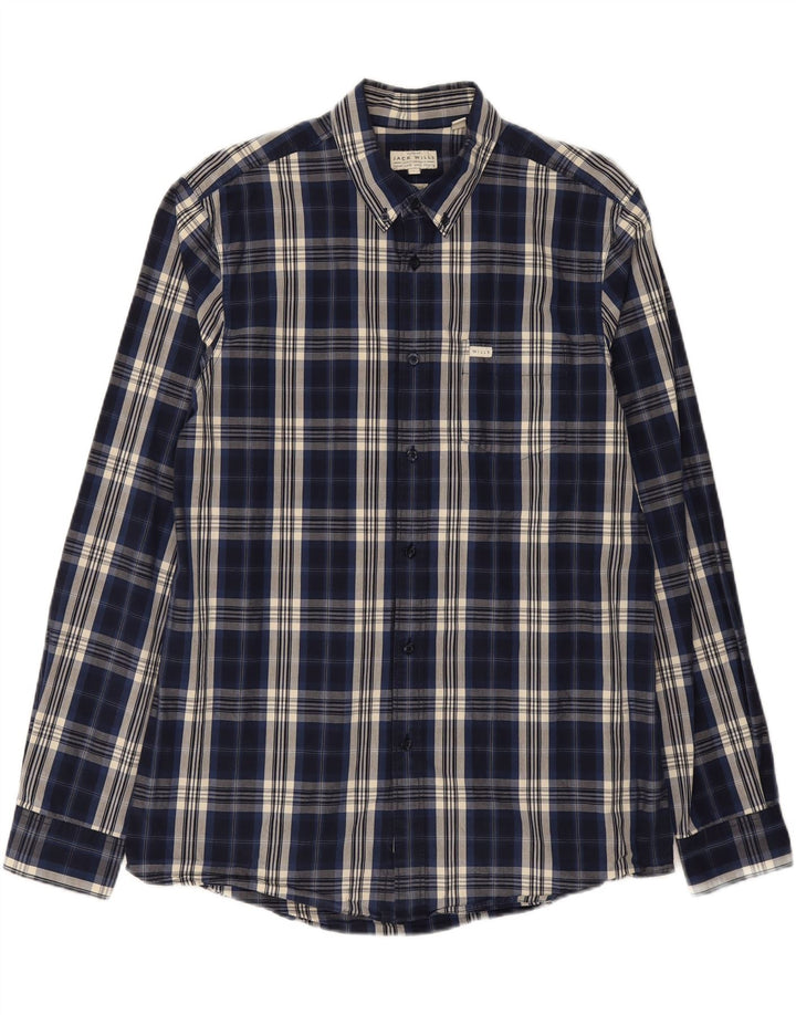 JACK WILLS Mens Shirt Large Blue Check Cotton Vintage Jack Wills and Second-Hand Jack Wills from Messina Hembry 