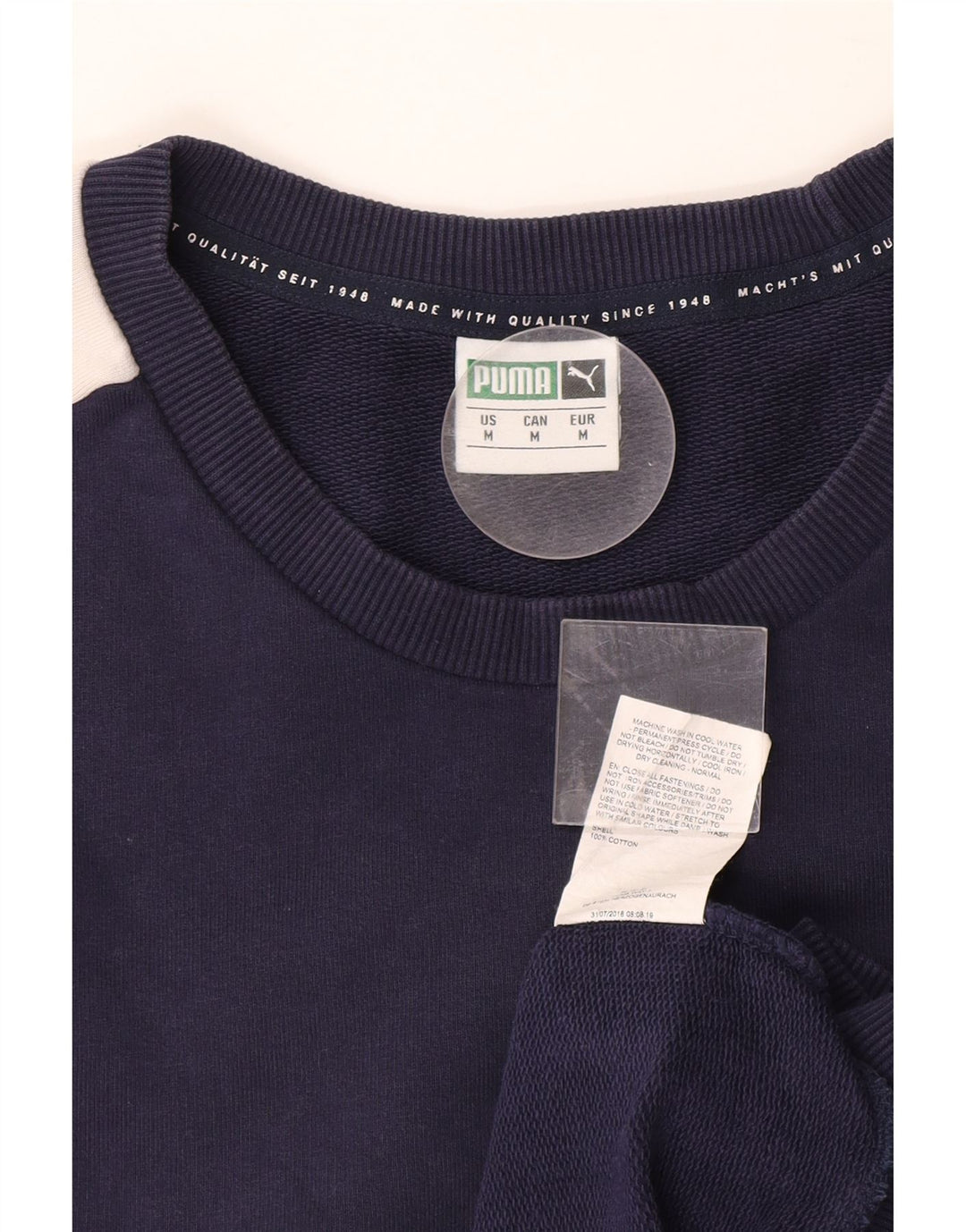 Moletom masculino PUMA Jumper médio azul marinho algodão colorblock