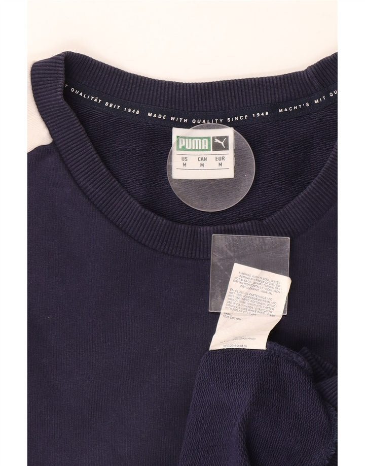 Moletom masculino PUMA Jumper médio azul marinho algodão colorblock