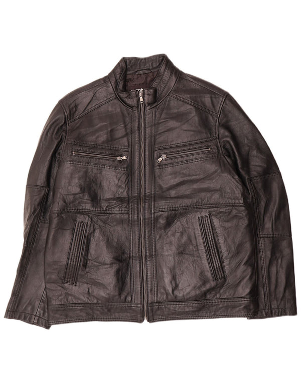 Derimod Expo Womens Leather Jacket UK 20 2XL Black Leather