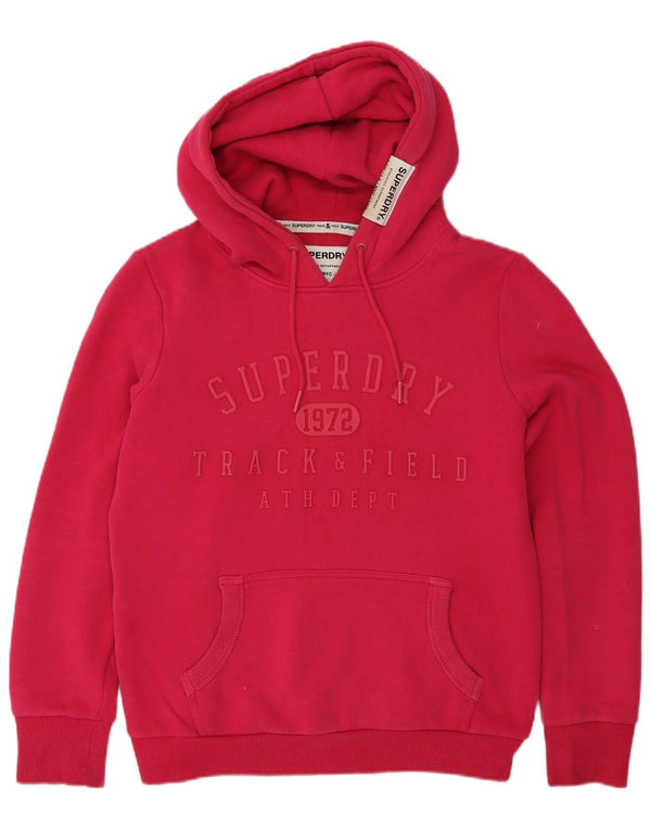Suéter com capuz gráfico feminino Superdry UK 12 algodão rosa médio
