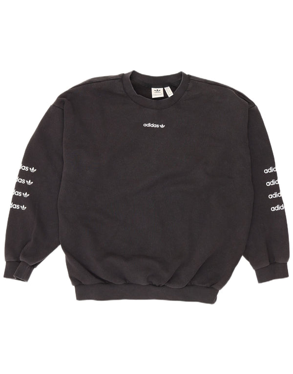 Adidas feminino gráfico oversized moletom jumper reino unido 16 grande algodão preto