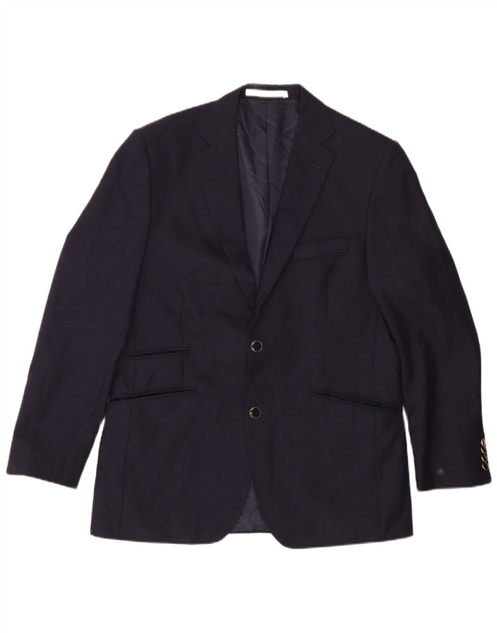 Jaqueta blazer masculina de 2 botões Marks & Spencer Reino Unido 40 lã azul marinho médio