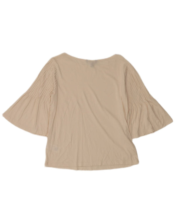 Ralph Lauren Top feminino manga 3/4 UK 14 médio off white algodão