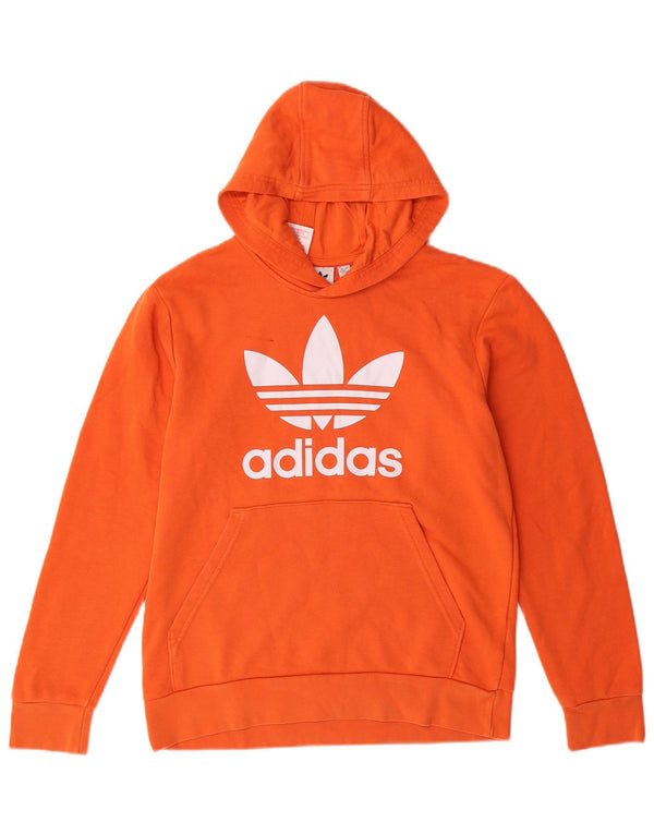 ADIDAS Meninos Graphic Hoodie Jumper 12-13 Anos Laranja Algodão