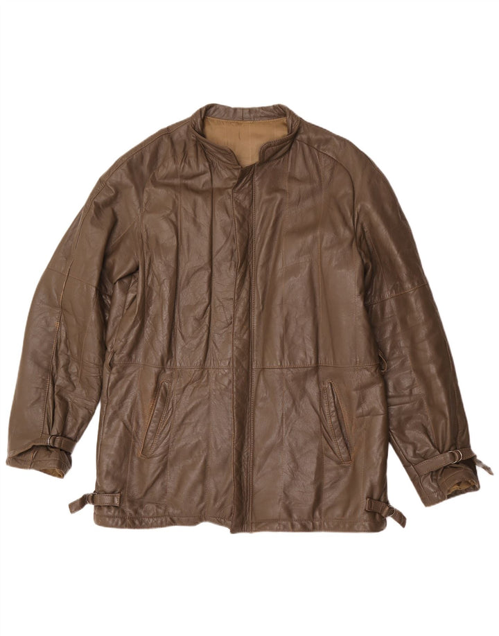 Jaqueta de couro masculina vintage IT 54 2XL marrom