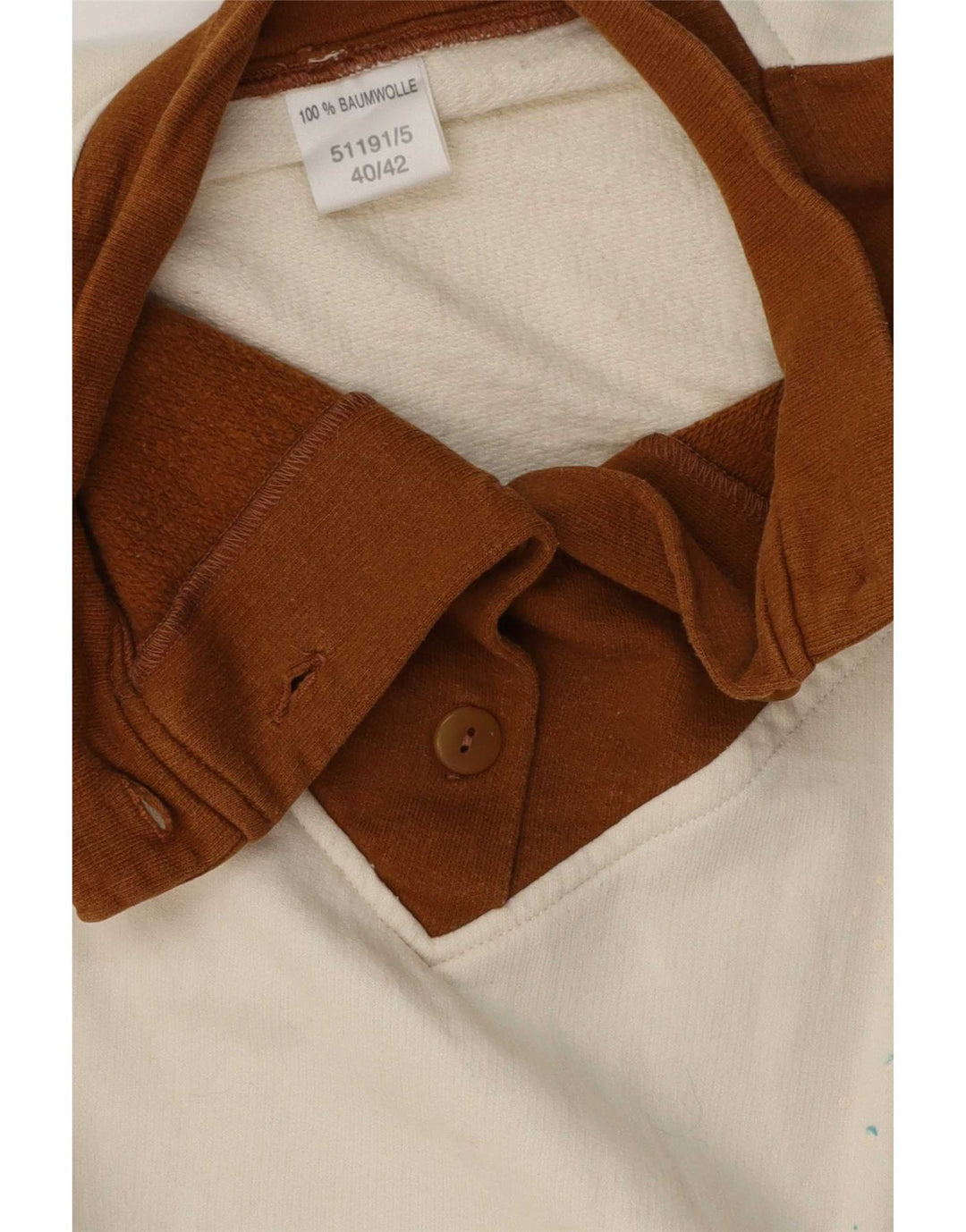 Suéter gráfico feminino vintage EU 40/42 bloco colorido branco médio