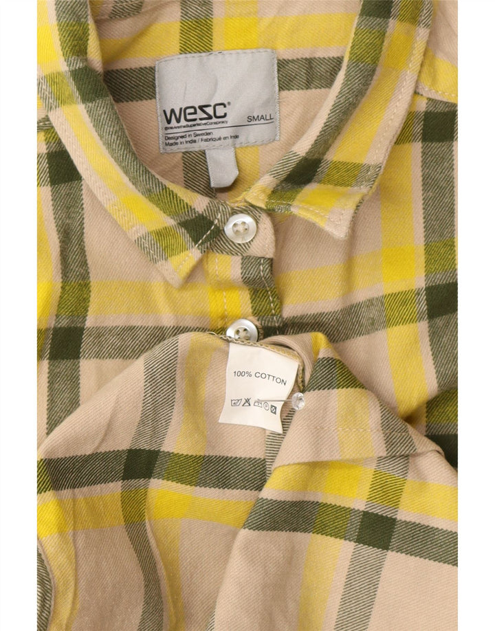 Camisa feminina de flanela Wezc Reino Unido 10 pequena xadrez multicolorida de algodão