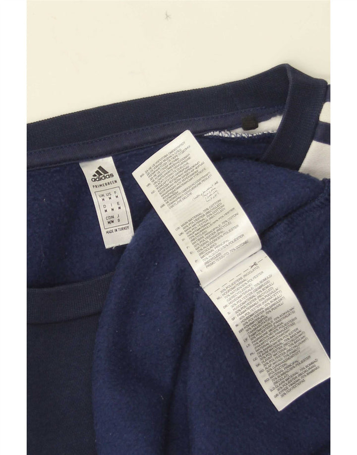 Adidas masculino gráfico moletom jumper médio azul marinho colorblock algodão