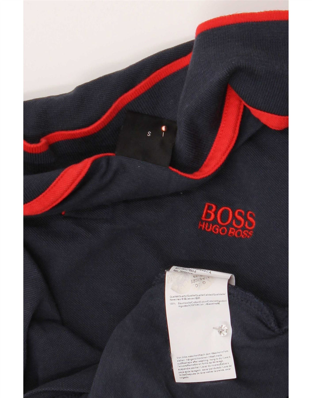 Camisa pólo masculina Hugo Boss pequena algodão azul marinho