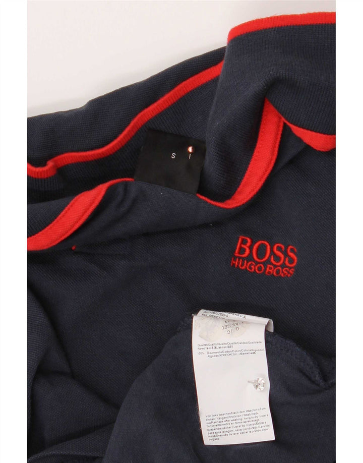 Camisa pólo masculina Hugo Boss pequena algodão azul marinho
