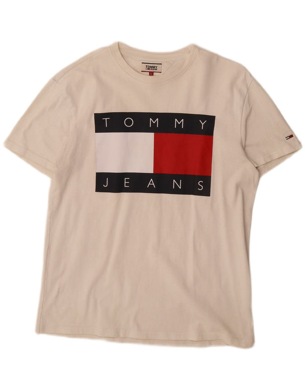 Tommy Hilfiger Camiseta masculina gráfica grande algodão branco