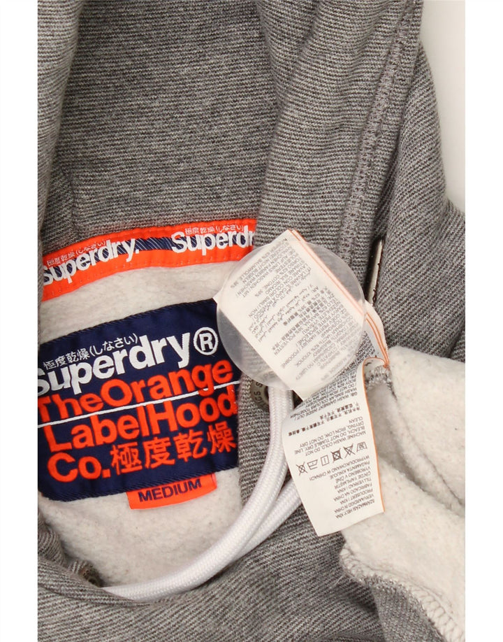 Suéter com capuz masculino Superdry algodão cinza médio