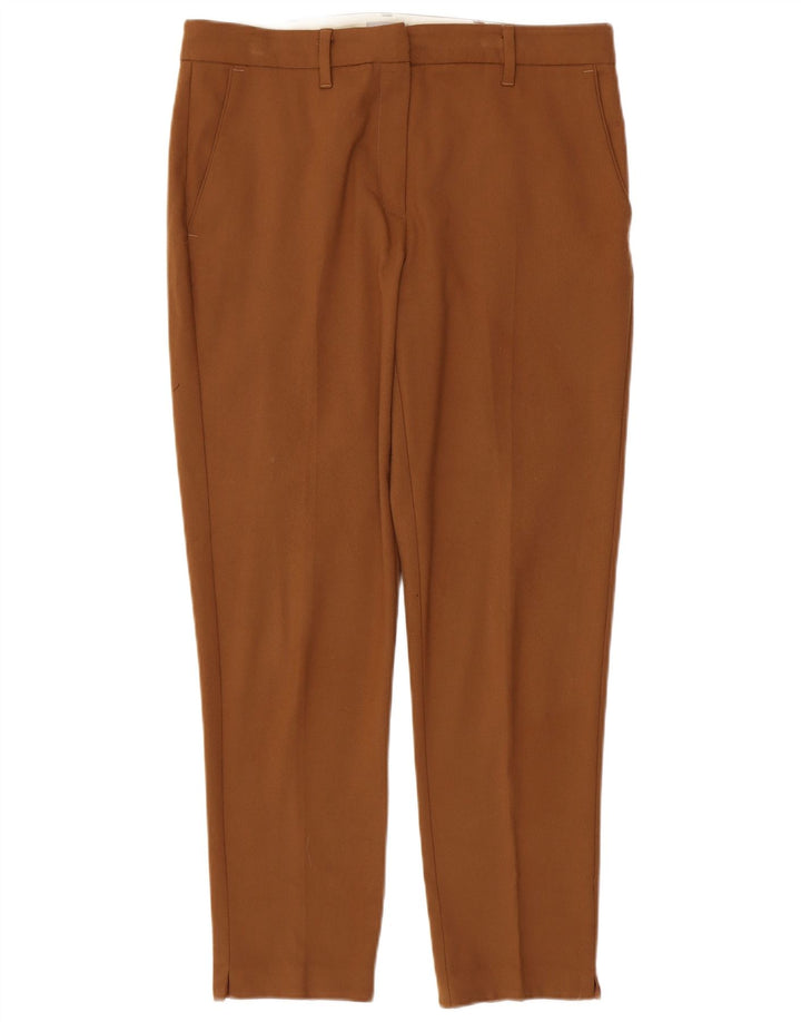 Calça feminina MARELLA de terno slim UK 14 grande W34 L28 poliéster marrom