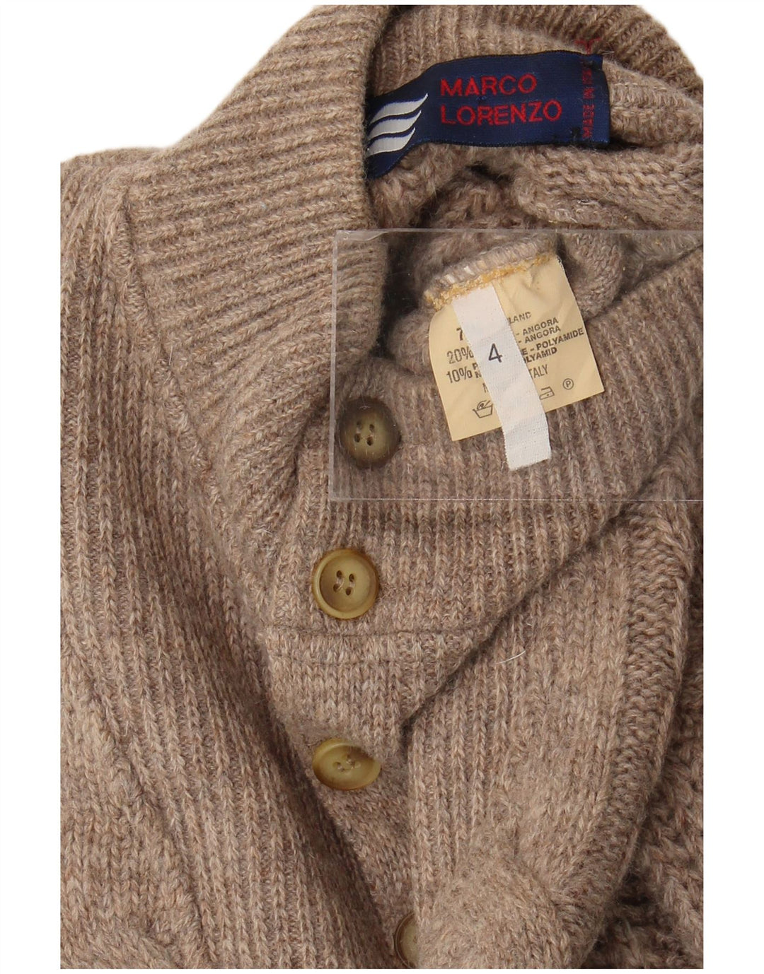 Suéter vintage masculino com gola com botão XL lã marrom