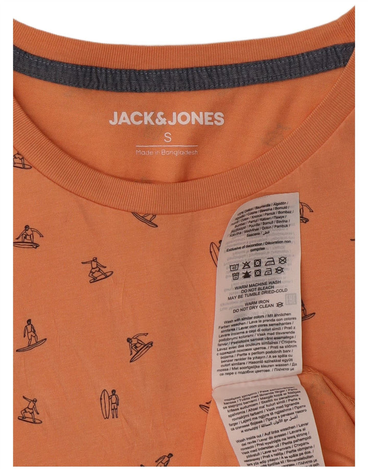 Camiseta masculina JACK & JONES pequeno algodão laranja