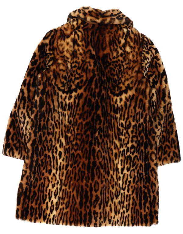 Sobretudo feminino vintage de pele sintética IT 44 marrom médio com estampa animal