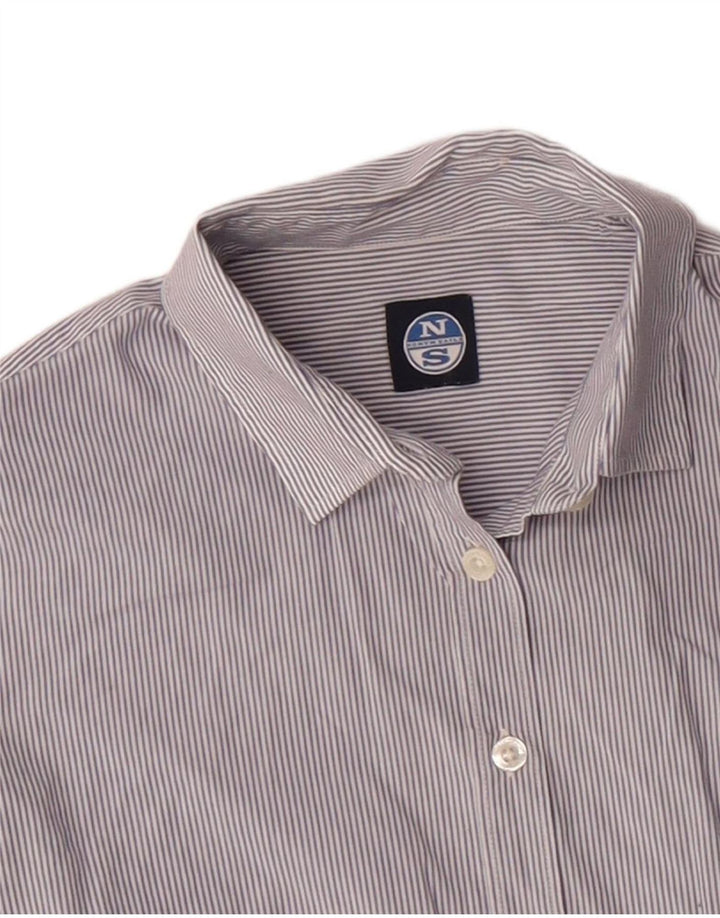 Camisa feminina North Sails UK 10 algodão listrado azul pequeno