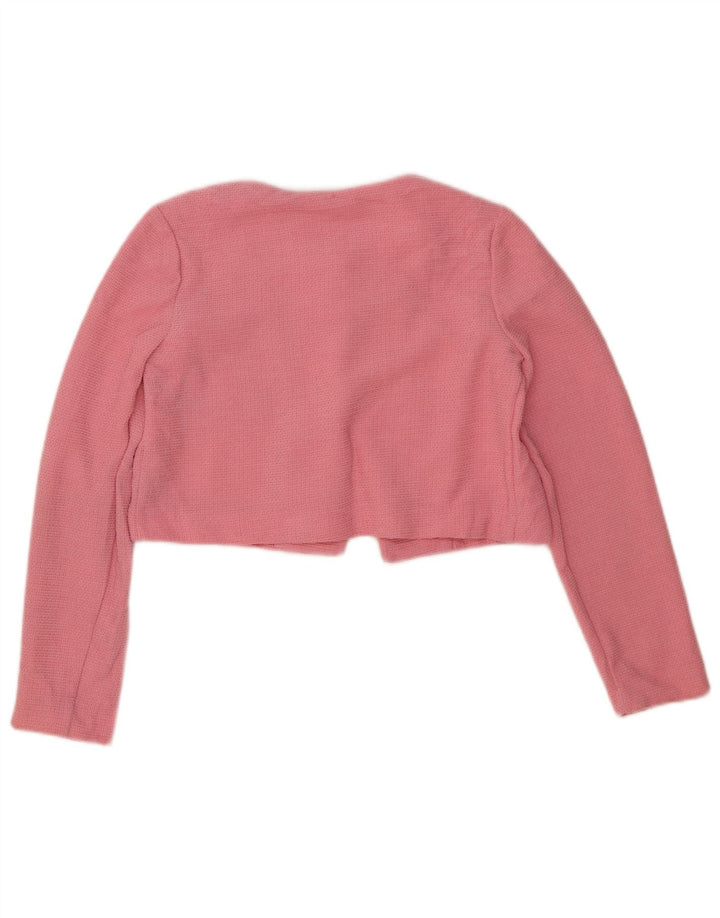 Suéter feminino Zara Crop Cardigan UK 10 pequeno poliéster rosa