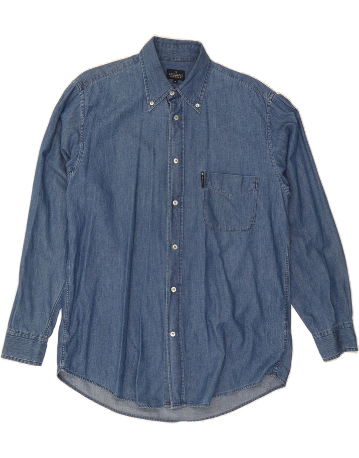 TRUSSARDI JEANS Mens Denim Shirt Medium Blue Cotton Vintage Trussardi Jeans and Second-Hand Trussardi Jeans from Messina Hembry 