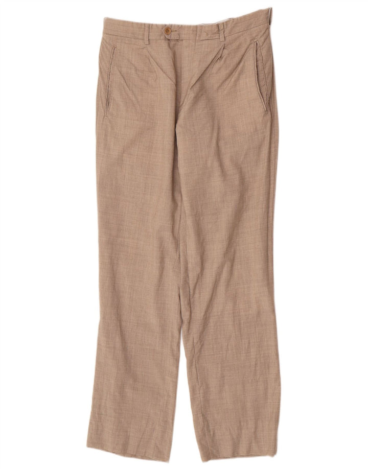 Calça vintage masculina de terno reto W32 L30 bege