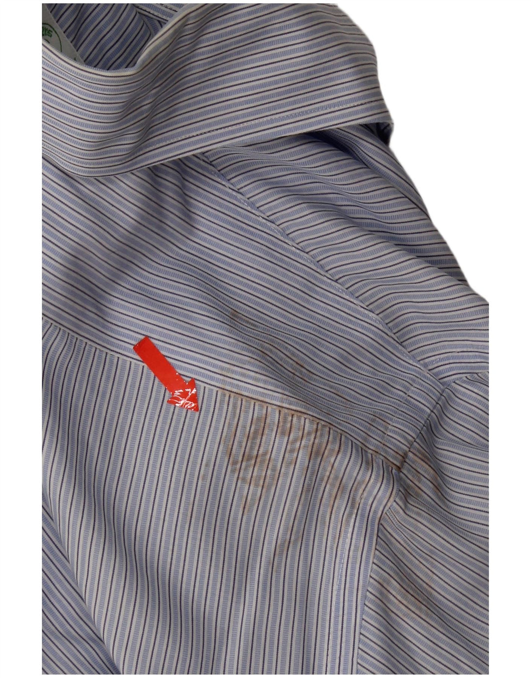 Camisa masculina Brooks Brothers 346 tamanho 15 algodão listrado azul médio