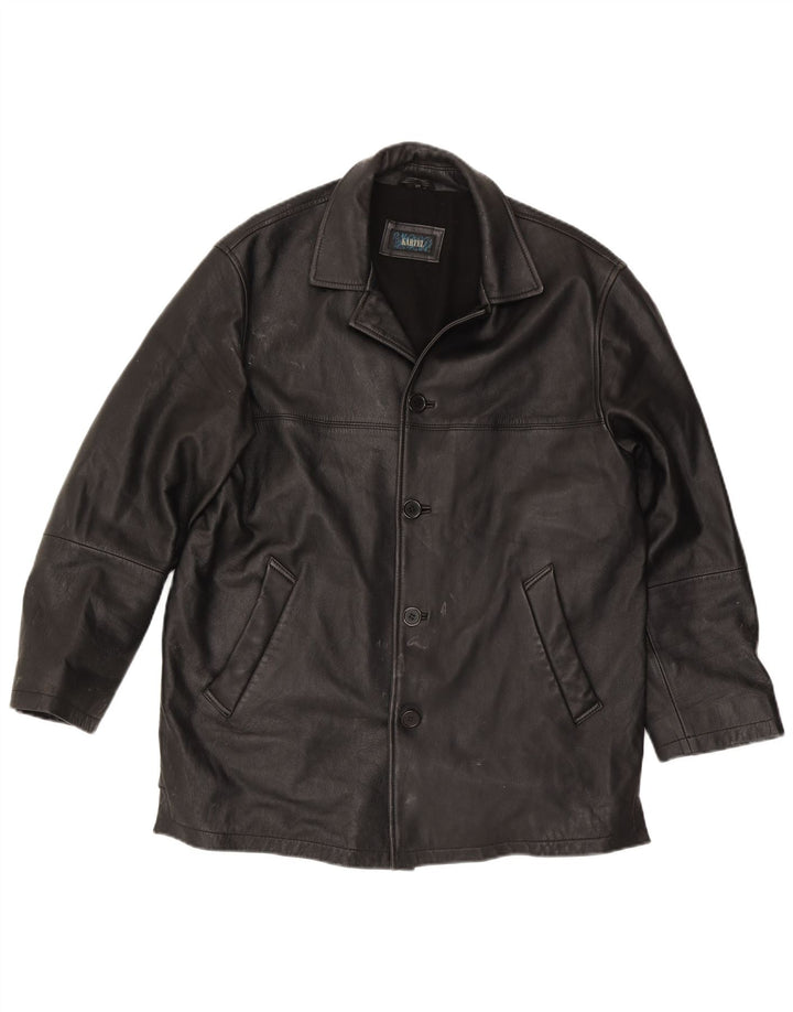 Jaqueta de couro masculina Kartel UK 40 grande preta