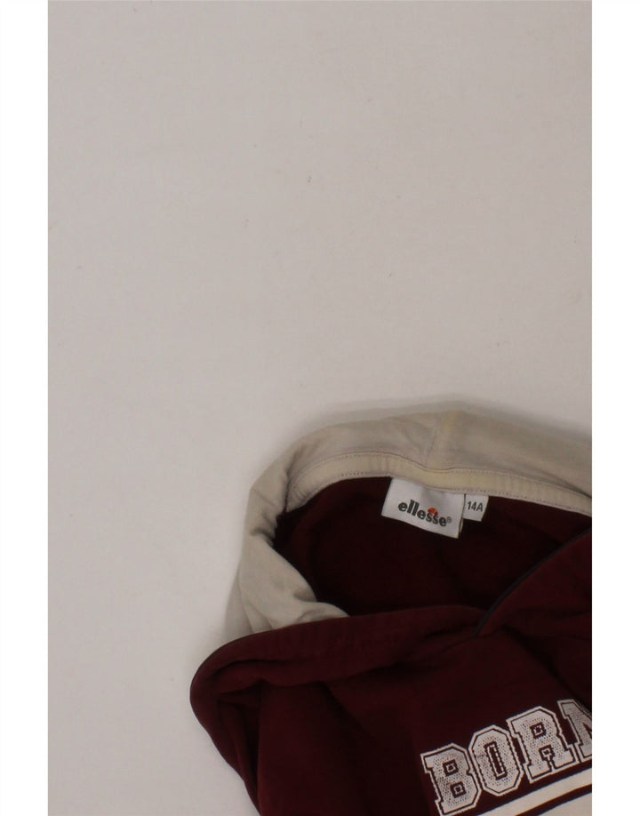 ELLESSE Boys Graphic Hoodie Jumper 13-14 Years Burgundy Cotton Vintage Ellesse and Second-Hand Ellesse from Messina Hembry 