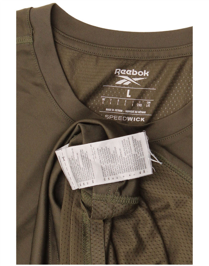 Camiseta masculina Reebok Top grande poliéster cáqui