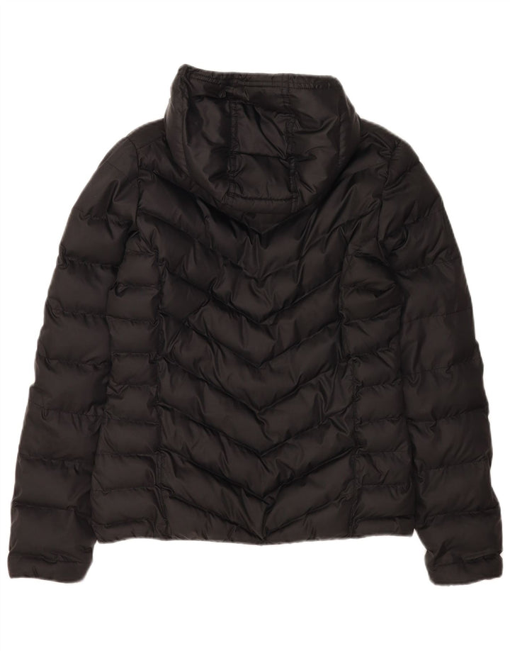 Casaco acolchoado com capuz feminino Adidas UK 10 pequeno poliéster preto