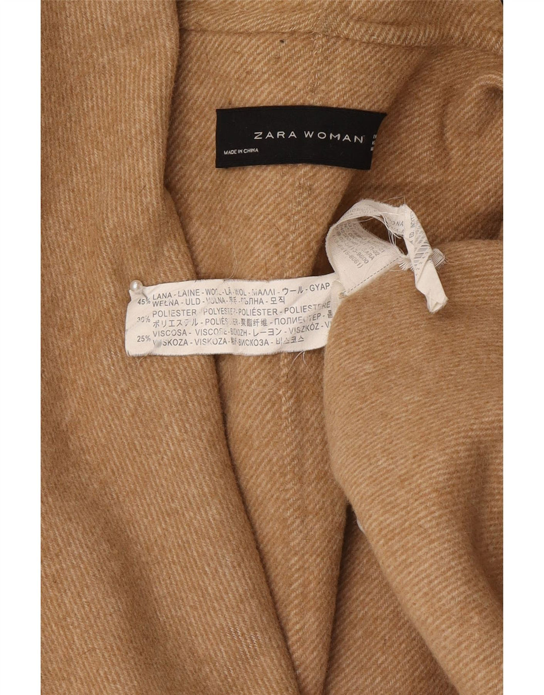 Sobretudo feminino Zara Oversized UK 14 lã bege médio
