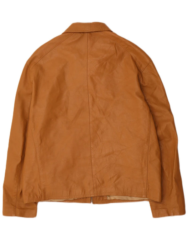 Peruzzi Womens Leather Jacket IT 52 2XL Beige Leather
