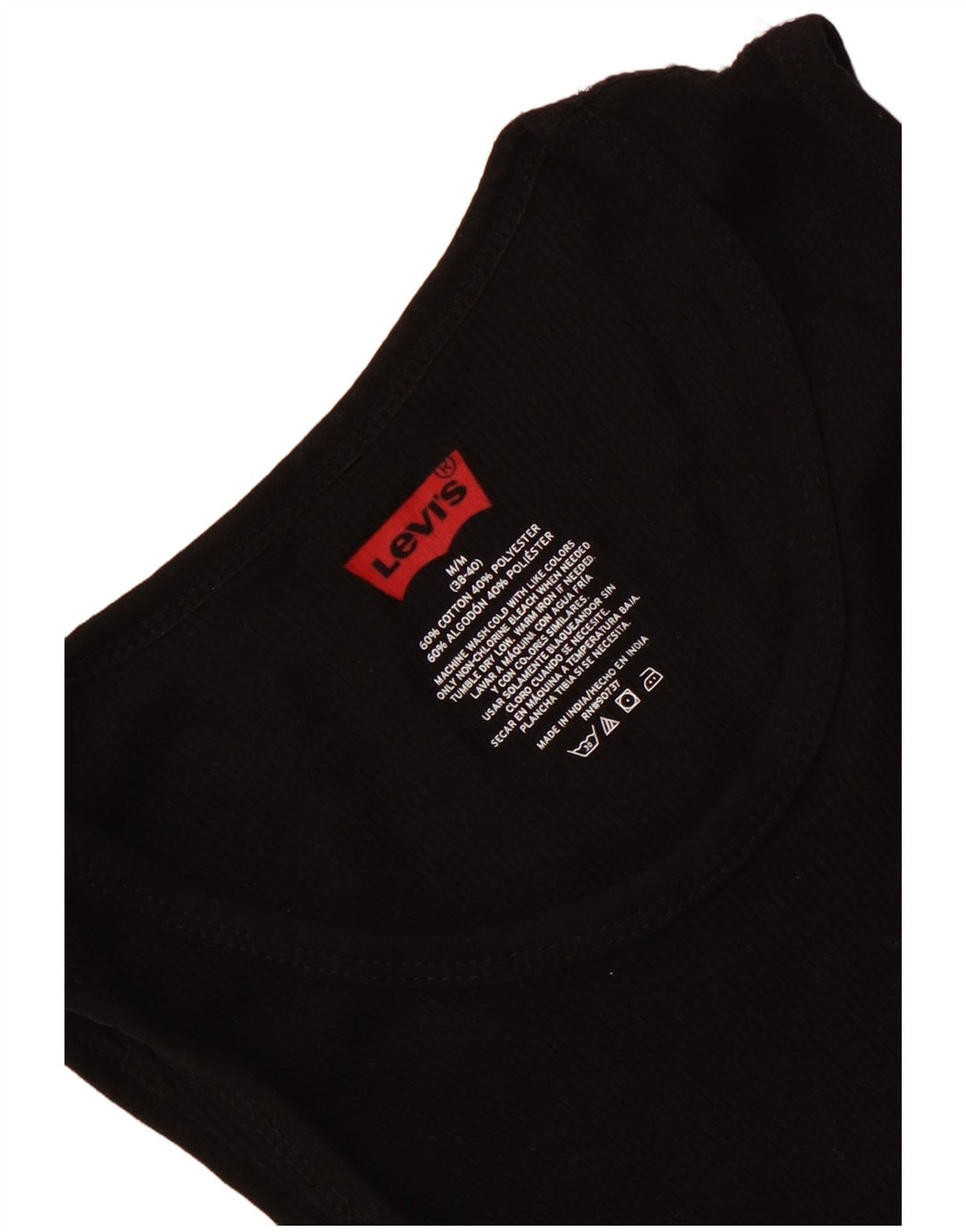 Colete masculino LEVI'S UK 38/40 algodão preto médio