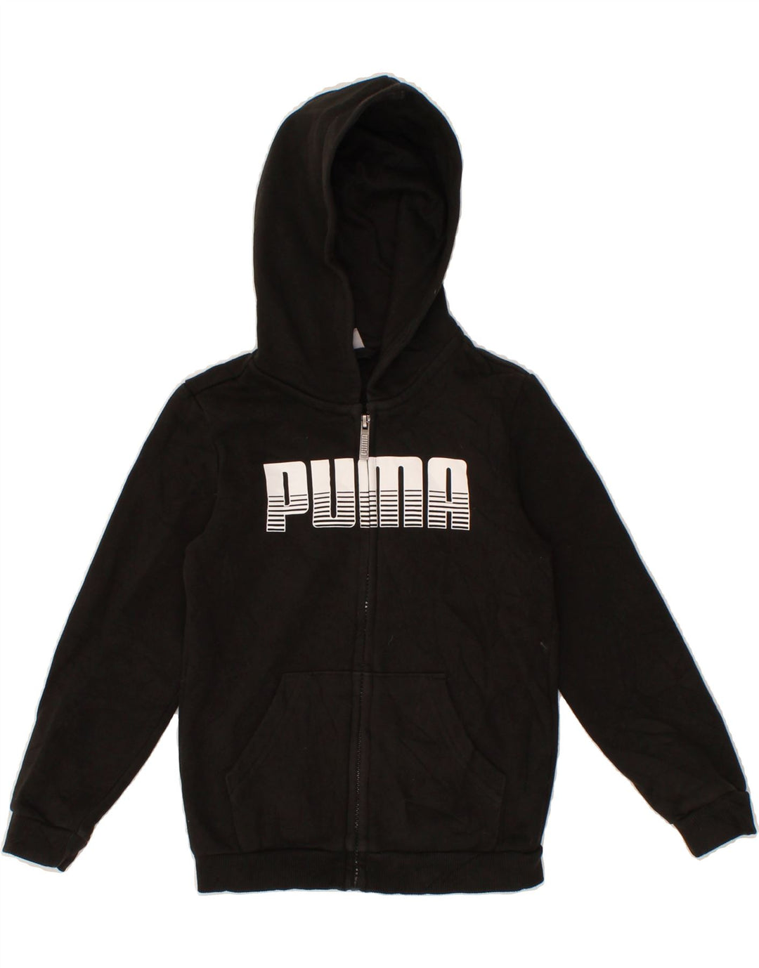 PUMA Boys Graphic Zip Hoodie Sweater 7-8 Years Small Black Cotton Vintage Puma and Second-Hand Puma from Messina Hembry 