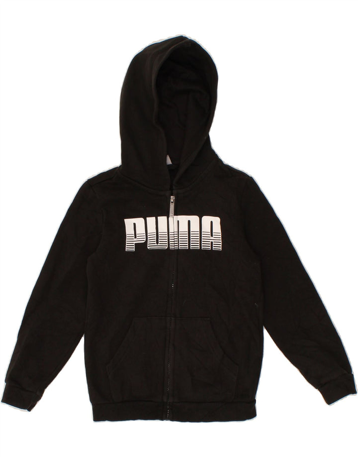 PUMA Boys Graphic Zip Hoodie Sweater 7-8 Years Small Black Cotton Vintage Puma and Second-Hand Puma from Messina Hembry 