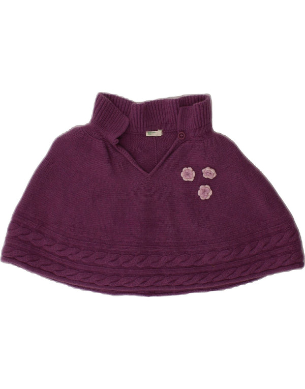 Poncho Jumper BENETTON para meninas de 0 a 3 meses de lã roxa