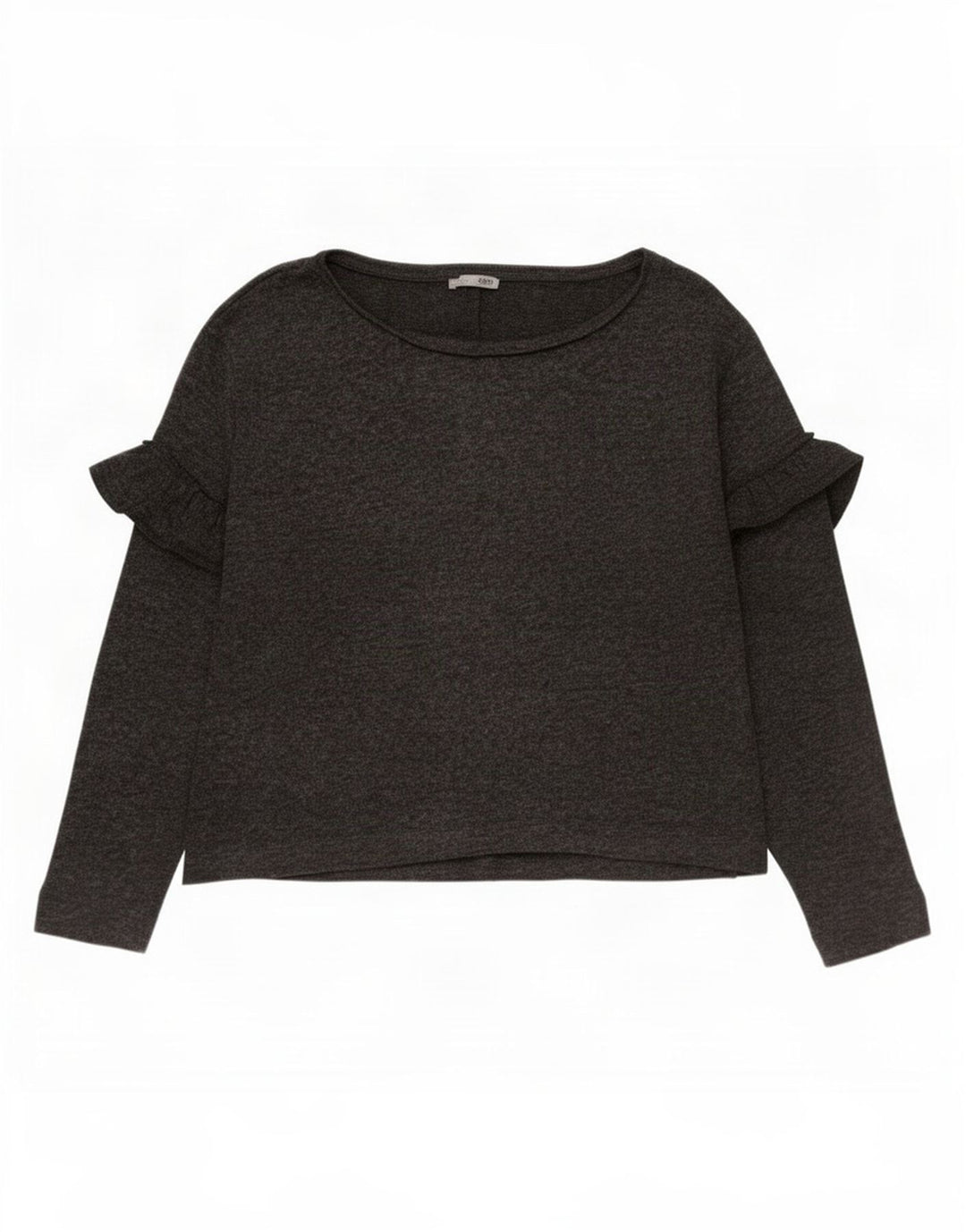 Top feminino Zara manga comprida UK 14 cinza médio