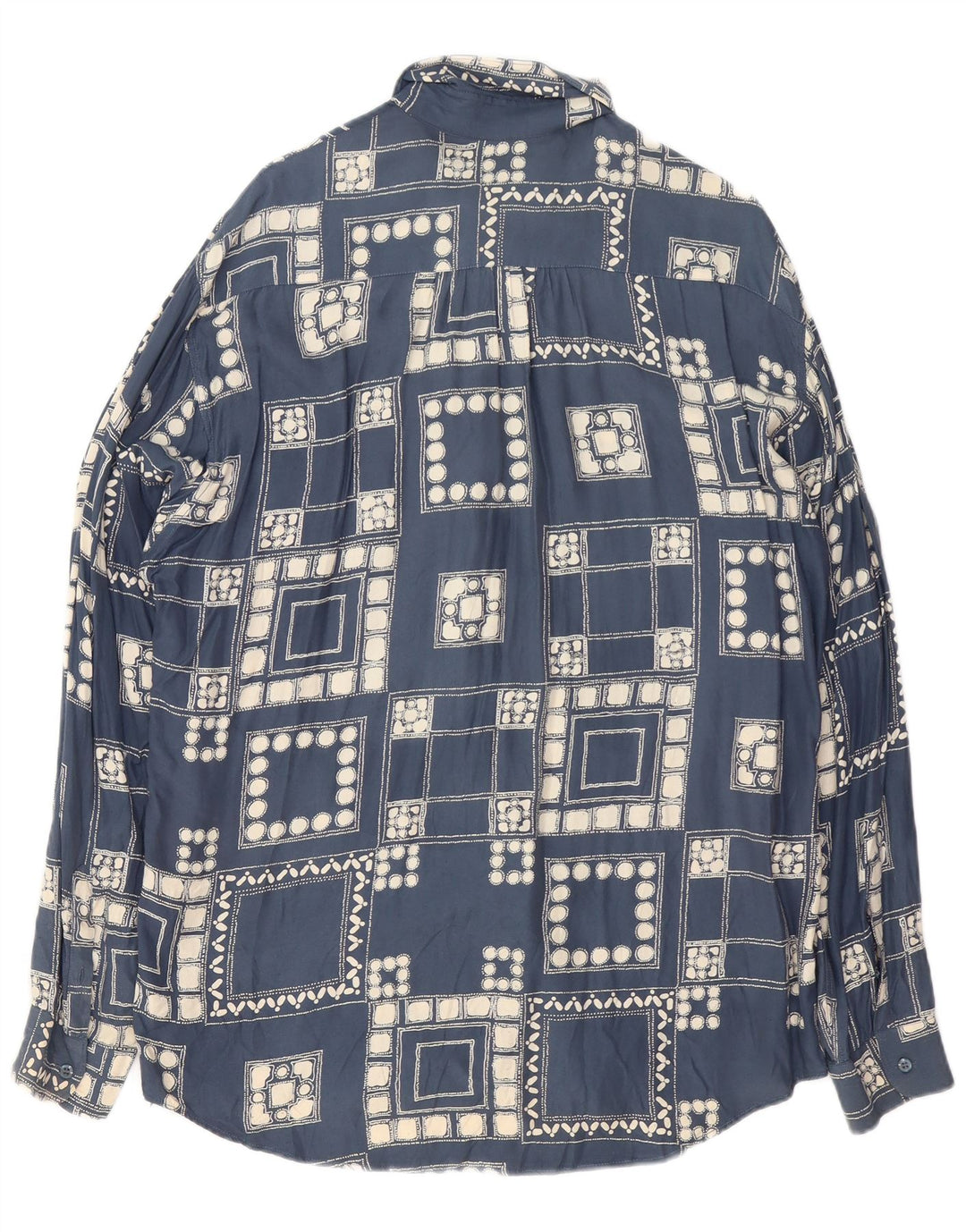 Camisa masculina VINTAGE grande azul marinho geométrica