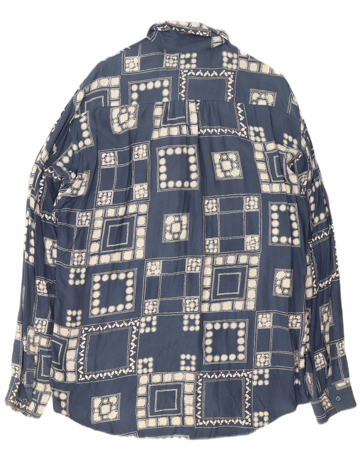 Camisa masculina VINTAGE grande azul marinho geométrica