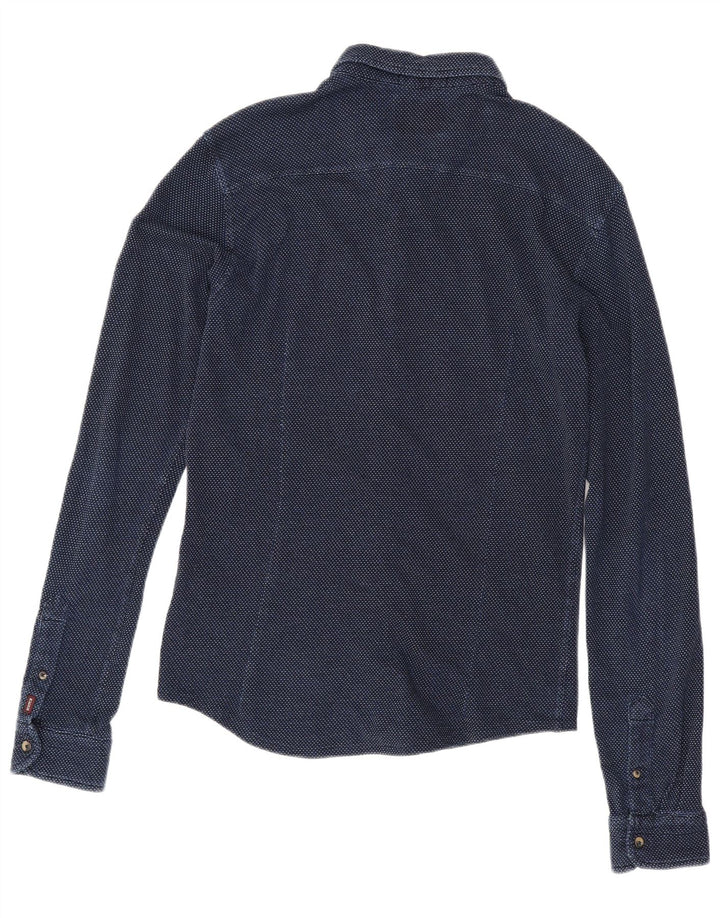 Camisa masculina Scotch & Soda de algodão manchado azul marinho médio