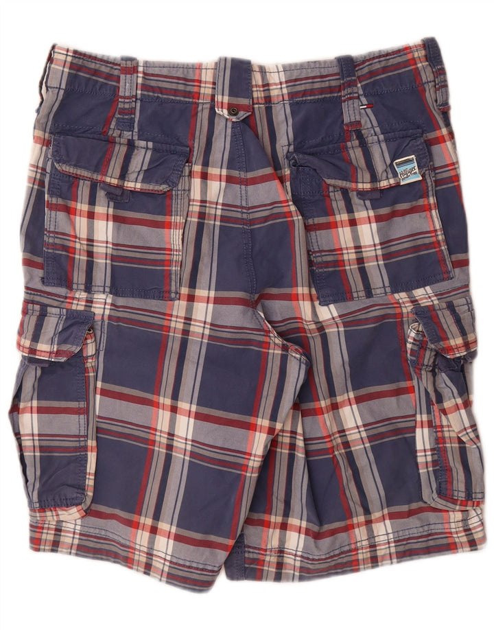 Shorts cargo masculino TOMMY HILFIGER W32 algodão xadrez médio azul marinho