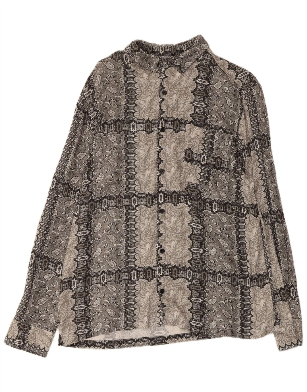 Camisa masculina TOPMAN cinza médio paisley viscose