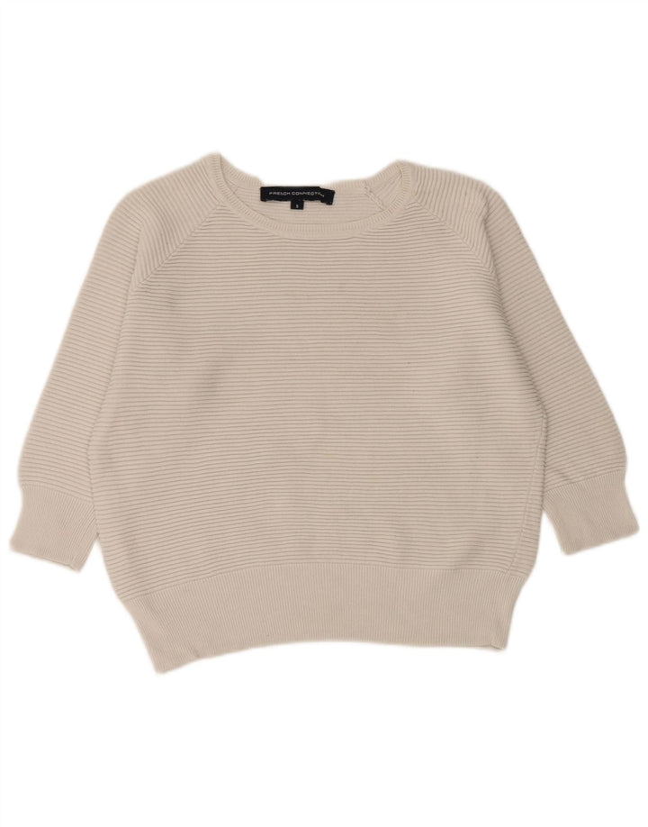 Suéter feminino com gola canoa FRENCH CONNECTION Reino Unido 10 pequeno branco