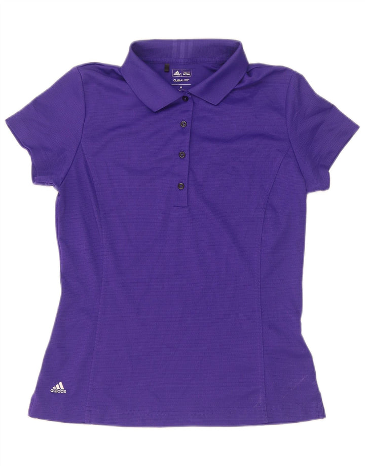 Adidas Womens Climalite Polo Shirt UK 12 Médio Roxo Poliéster