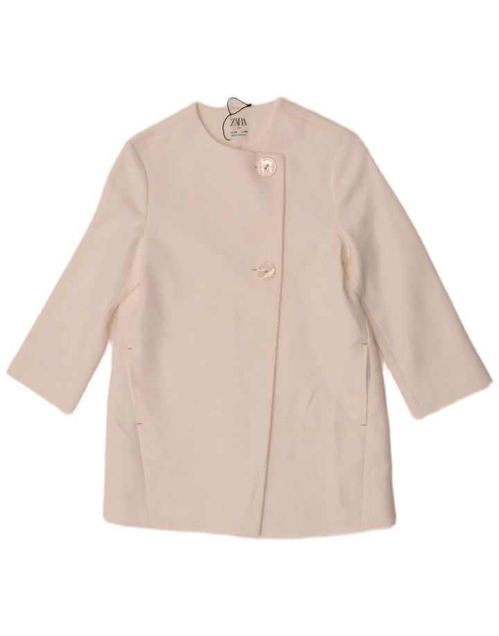 Jaqueta blazer Zara Girls com 2 botões 9-10 anos algodão branco