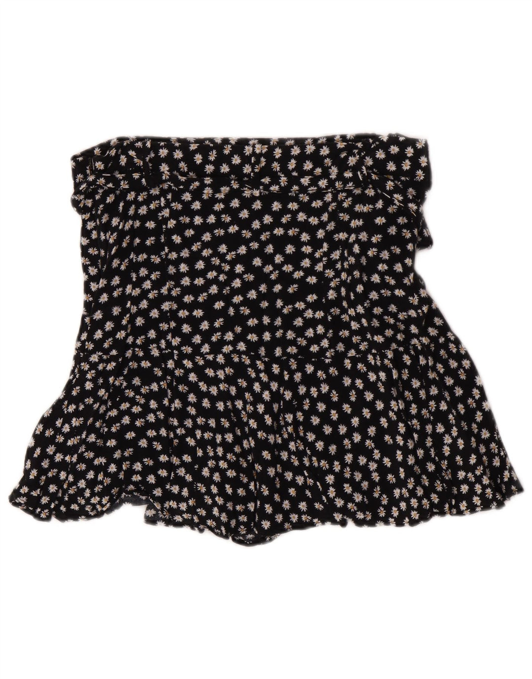 Zara Skort feminino grande W30 preto floral viscose