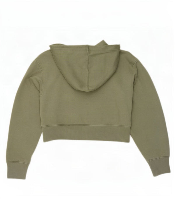 Zara Womens Crop Hoodie Jumper UK 10 Pequeno Poliéster Verde