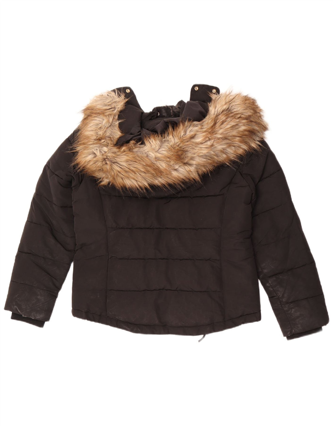 Jaqueta acolchoada com capuz feminina Topshop UK 12 poliéster preto médio