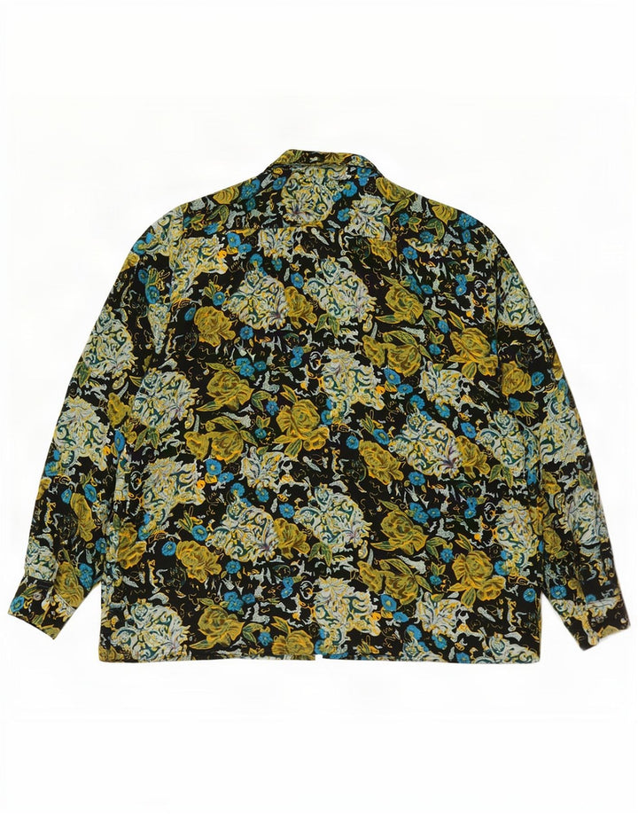 Camisa feminina vintage EU 41/42 grande floral multicolorida