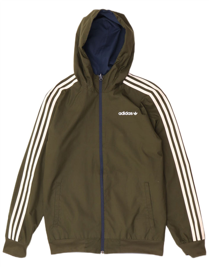 Adidas Mens Hooded Bomber Reversible Jacket UK 36 Pequeno Cáqui Poliéster